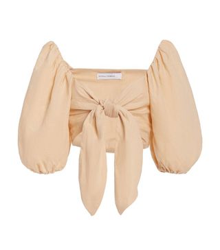 Faithfull the Brand + Idrissy Tie-Front Linen Crop Top