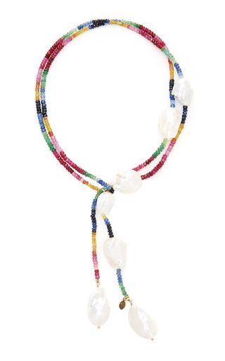 Joie DiGiovanni + Gold-Filled Ruby, Emerald, Sapphire, and Pearl Necklace