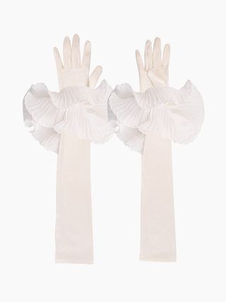 Sleeper + Zephyr Ruffle Gloves in White