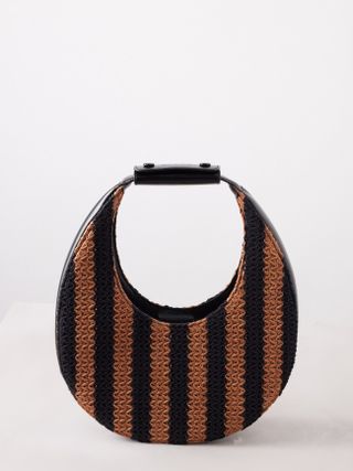 Staud + Moon Raffia Stripe Handbag