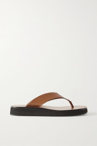 The Row + Ginza Leather Platform Flip Flops