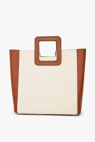 Staud + Shirley Canvas Bag in Natural Brown