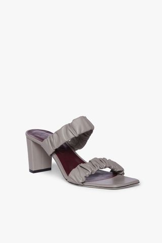Staud + Frankie Ruched Sandals in French Grey