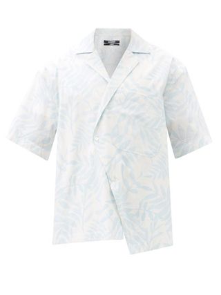 Jacquemus + Novi Asymmetric Fern-Print Cotton-Poplin Shirt