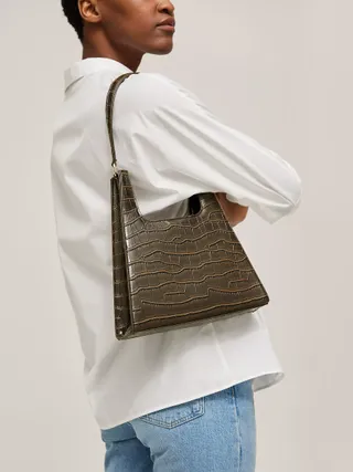Jeenaa Jiyo + Shoulder Bag, Croc Brown