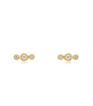 Edge of Ember + Triple Diamond Stud Earrings