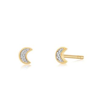 Edge of Ember + Crescent Moon Diamond Stud Earrings