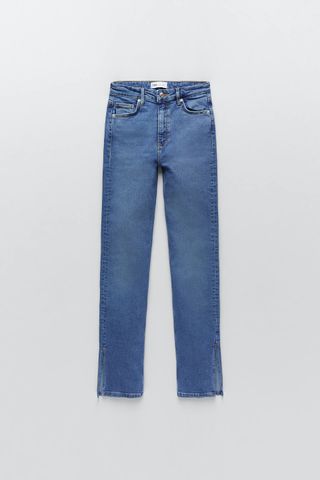 Zara + Hi Rise Split Skinny Jeans