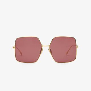Fendi + Baguette Rose-Gold-Colored Sunglasses