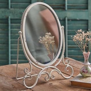 Blissful Decore Shop + Distressed Kinsley Oval Tabletop Mirror