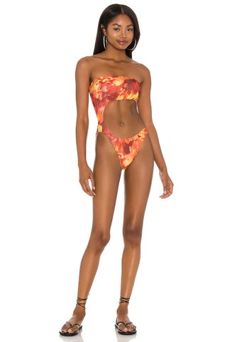Melissa Simone + Cut Out One Piece in Tangerine