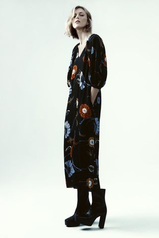 Zara + Voluminous Printed Dress