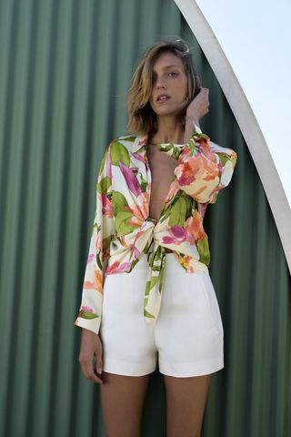 Zara + Floral Print Shirt