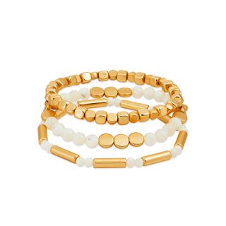 Scoop + 14K Gold Flash-Plated Genuine Stone Bead Bracelet
