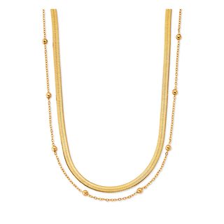 Scoop + 14KT Gold Flash Plated Brass Double Layered Necklace