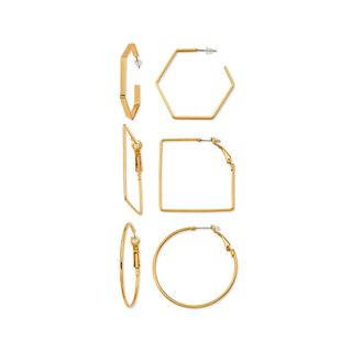 Scoop + 14KT Gold Flash Plated Brass Fashion Earring Set
