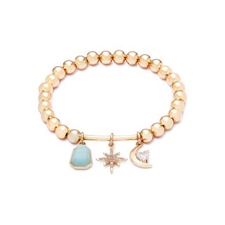 Scoop + 14K Gold Flash-Plated Moon and Stars Charm Bracelet