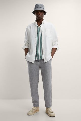 Zara + Linen Jogger Waist Pants