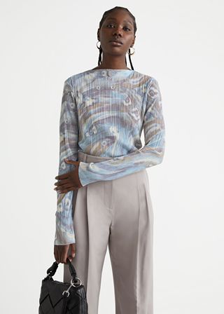 & Other Stories + Pleated Mock Neck Top