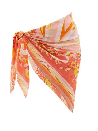 Emilio Pucci + Lilly-Print Cotton-Voile Short Sarong