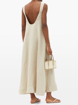 Asceno + Capri Low-Back Organic-Linen Midi Dress