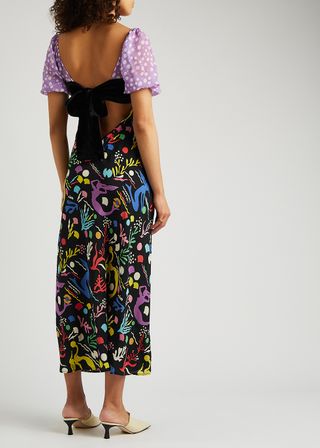 Rixo + Anastasia Printed Panelled Midi Dress