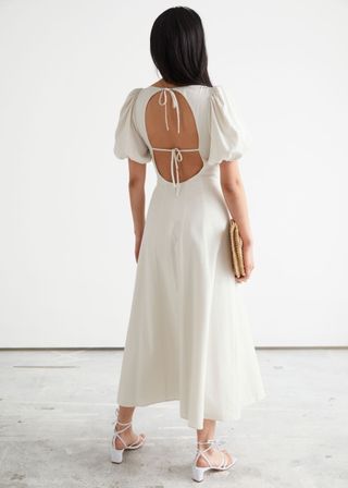 & Other Stories + Open Back Puff Sleeve Midi Dress