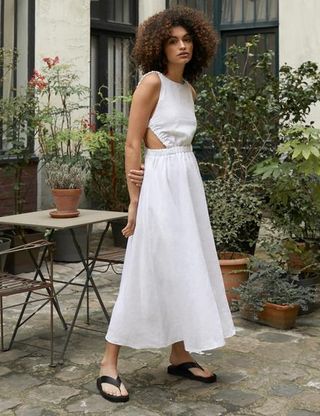Pixie Market + Beatrice Dress in White Linen