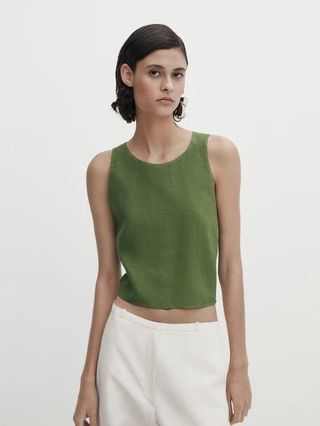 Massimo Dutti + Linen Top With Crossover Back
