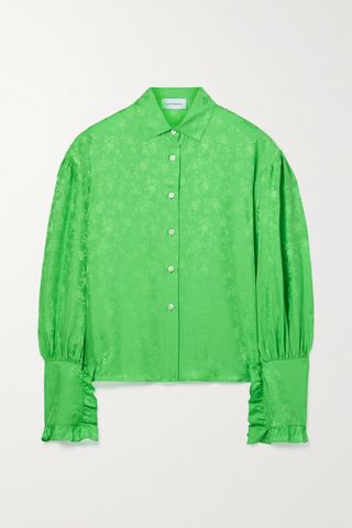 Les Rêveries + Ruffled Silk-Jacquard Shirt