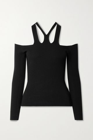 Dion Lee + Fork Cutout Ribbed Wool-Blend Top