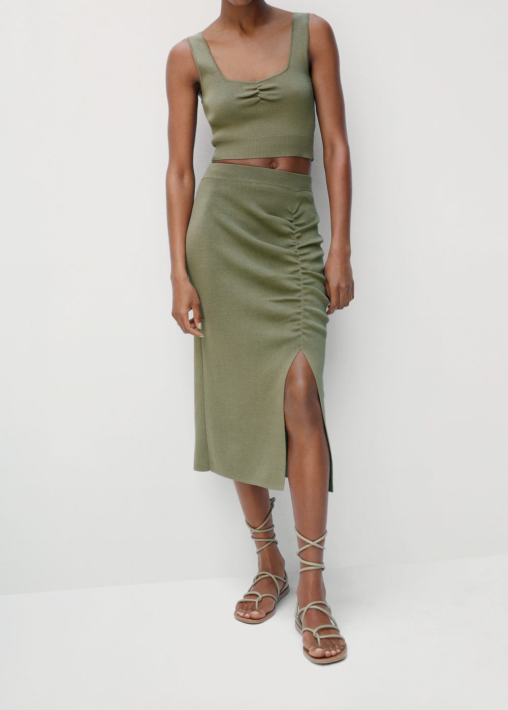 Mango + Ruched Detail Skirt