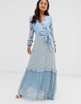 Ghost + Avery Georgette Mix and Match Print Floral Maxi Dress