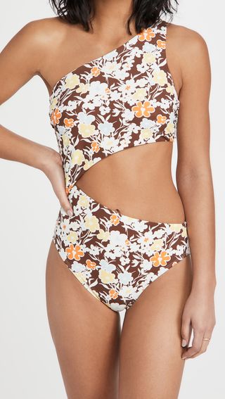 Tory Burch + One Shoulder One Piece Swimsuit