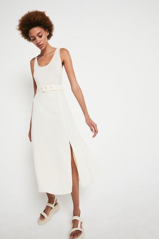 Warehouse + Skirt in Linen With Belt