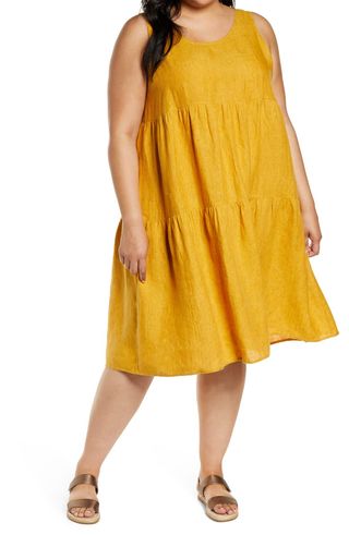 Eileen Fisher + Tiered Organic Linen Dress