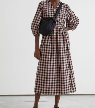 & Other Stories + Relaxed Checkered Midi Wrap Dress