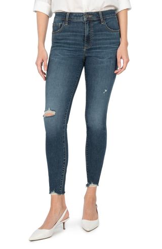 Kut From the Kloth + Donna Fab Ab Frayed Hem High Waist Ankle Skinny Jeans