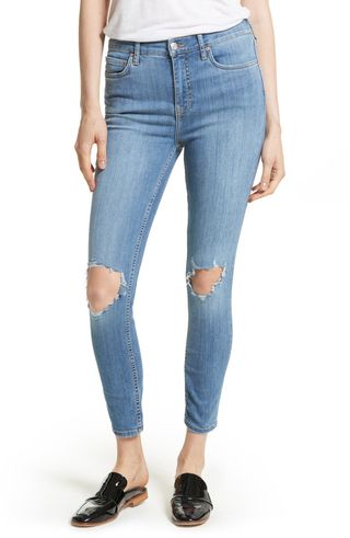 Free People + We the Free by Free People High Rise Busted Knee Skinny Jeans