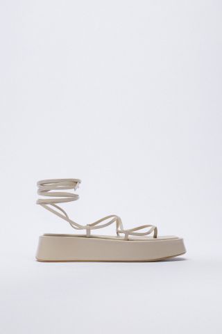 Zara + Tied Platform Leather Sandals