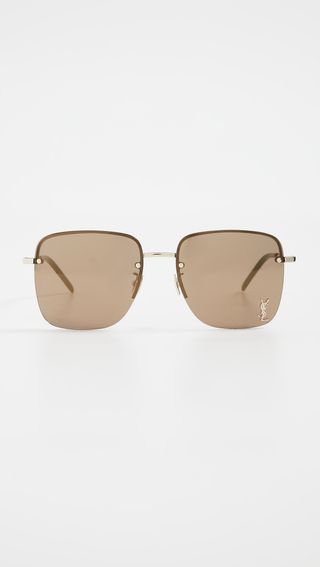 Saint Laurent + Square Metal Sunglasses