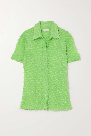 Dries Van Noten + Embroidered Textured-Crepe Shirt
