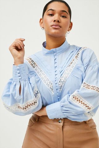 Karen Millen + Plus Size Lydia Millen Silk Cotton Woven Blouse