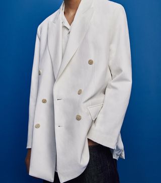 Zara + Cotton Linen Double Breasted Jacket