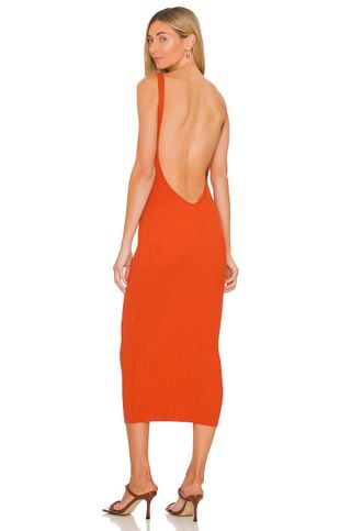 All the Ways + Lamiae Backless Midi Dress in Terracotta