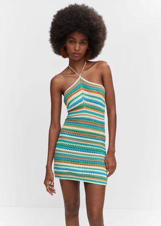 Mango + Halter Neck Crochet Dress