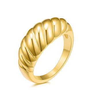 Jinear + Croissant Braided Twisted Signet Chunky Dome Ring