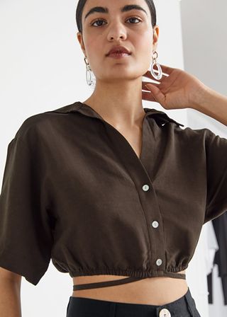 & Other Stories + Buttoned Tie Detail Crop Top