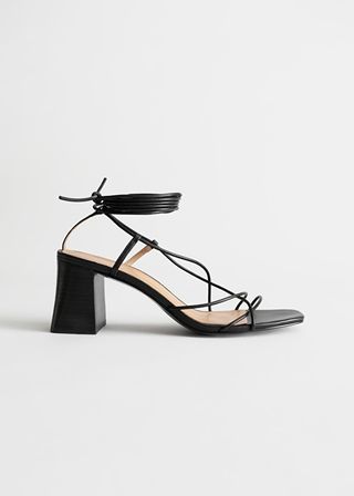& Other Stories + Leather Strappy Lace Up Heeled Sandals