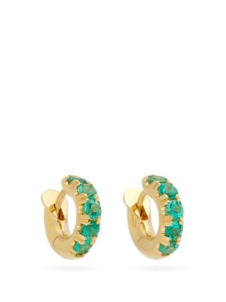 Spinelli Kilcollin + Mini MacRo Emerald & 18kt Gold Huggie Earrings